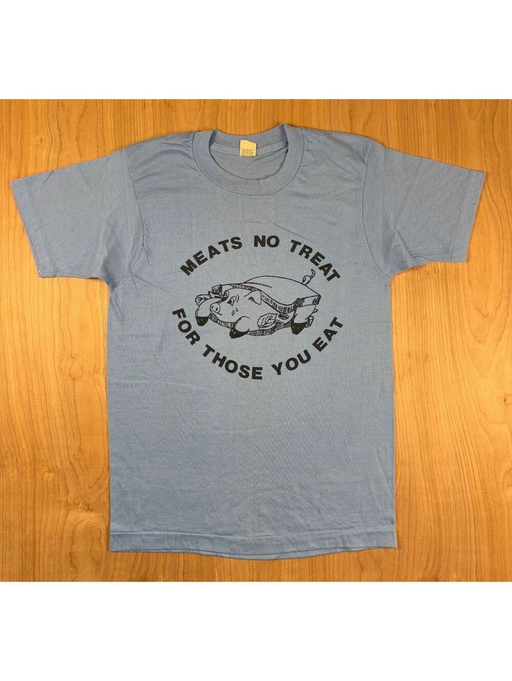 Vintage 80s Meats No Treat tshirt Single Stitch vegetarian vegan animal rights